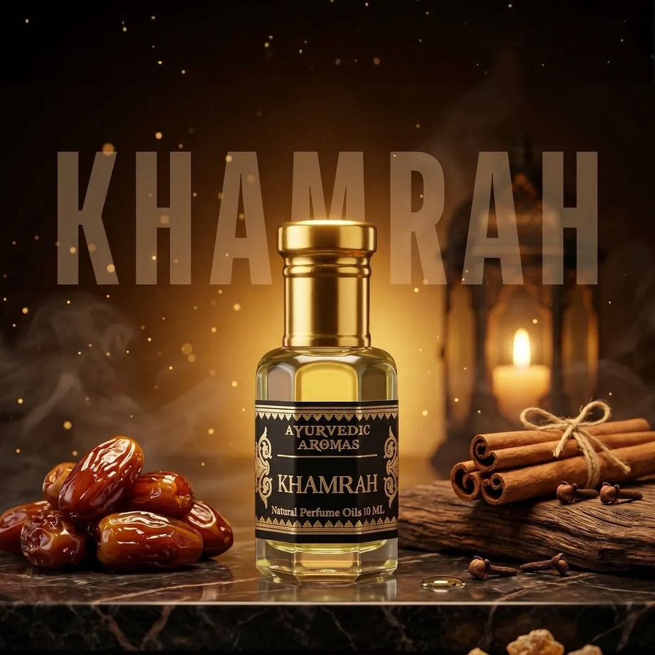 Khamrah Attar – Warm Spicy Luxury Perfume Oil (Alcohol-Free, Long Lasting 10ml) by Ayurvedic Aromas