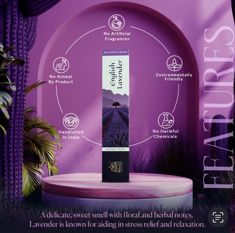 Himalaya English Lavender Incense Sticks Pack Of 3 x 15gm Each