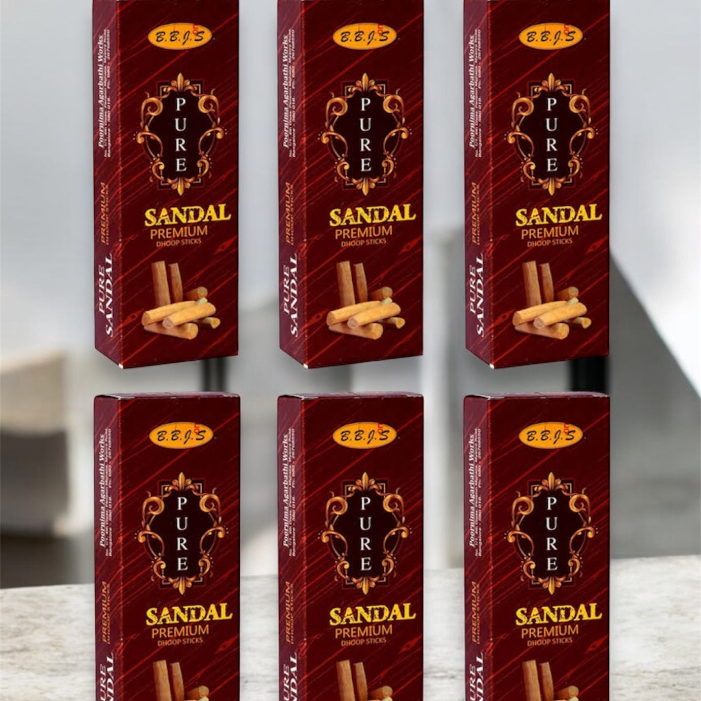 Poornima Pure Sandal Dhoop Sticks Pack Of 6 ( Each Contains 50 gm Dhoop Sticks with Dhoop Sticks Holder )