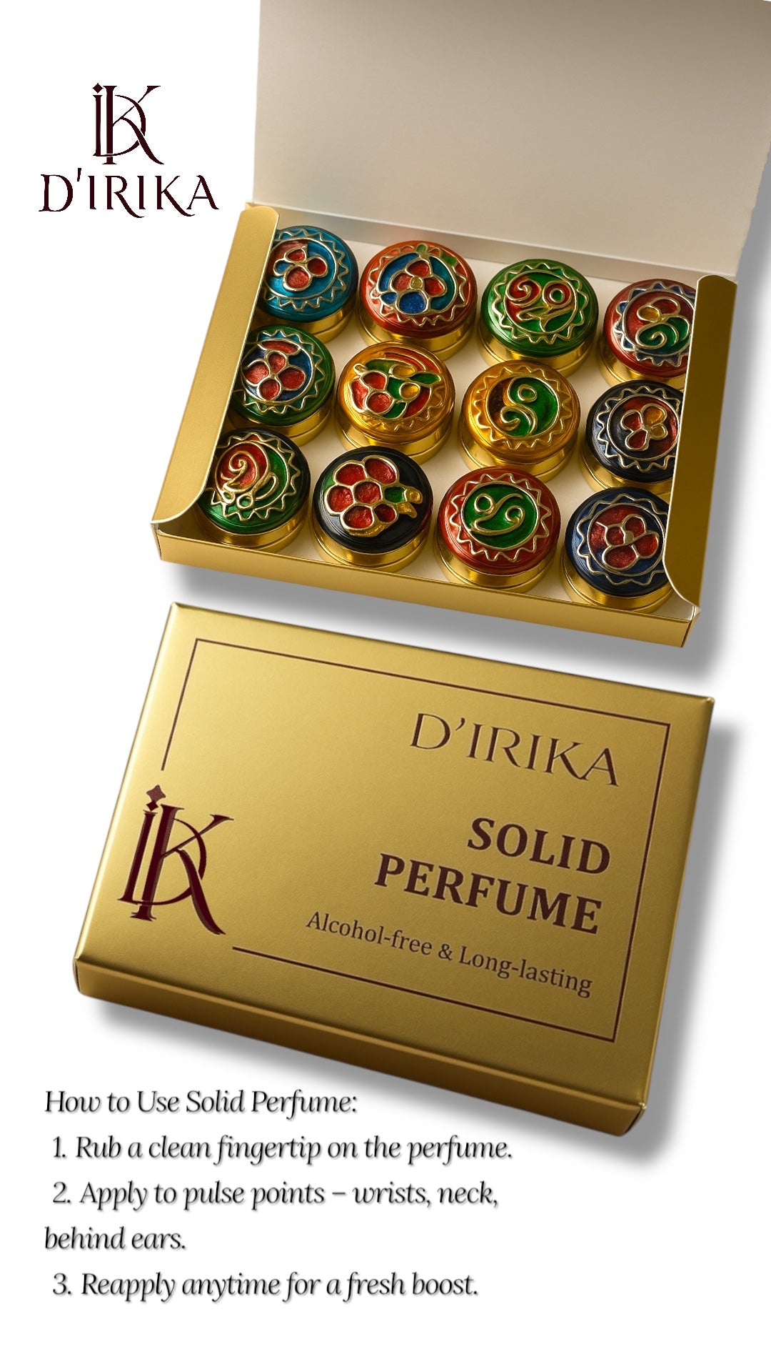 D’IRIKA Top Trending Solid Perfumes Signature Collection Pack of 12 - Limited Stock