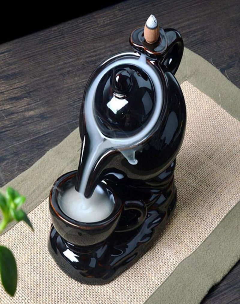 Backflow Incense Cones Burner - TEA POT | FREE 10 Cones