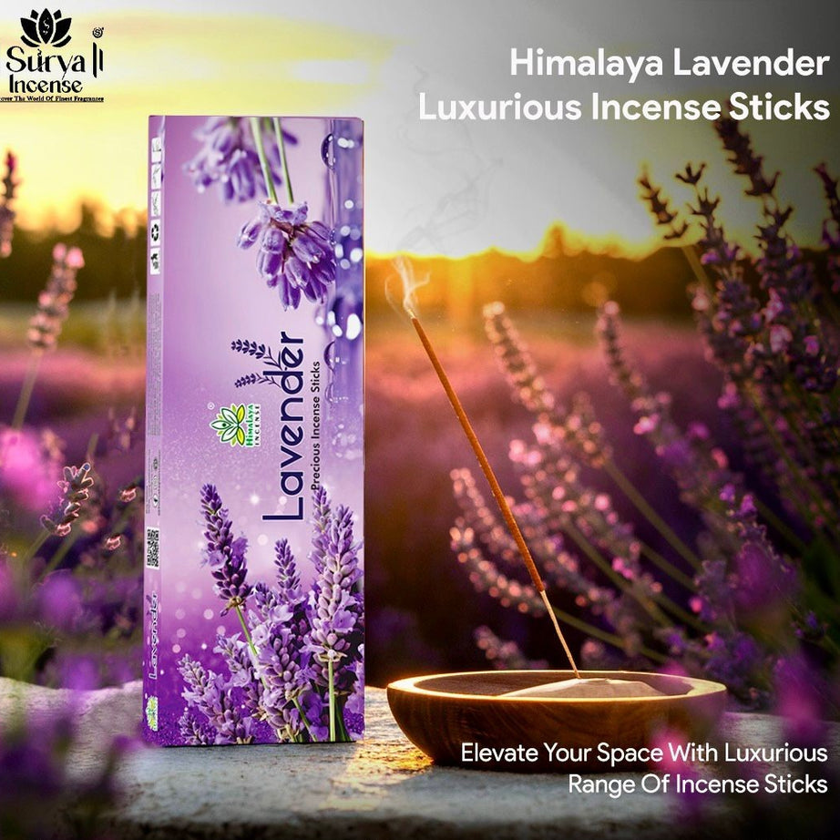 Himalaya Lavender Luxurious Incense Sticks 50Gms / Pack With Metal Incense Sticks Holder