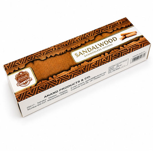 Anand Sandalwood Bambooless Incense Sticks – Premium Natural Chandan Agarbatti | Long Lasting Smokeless Masala Dhoop