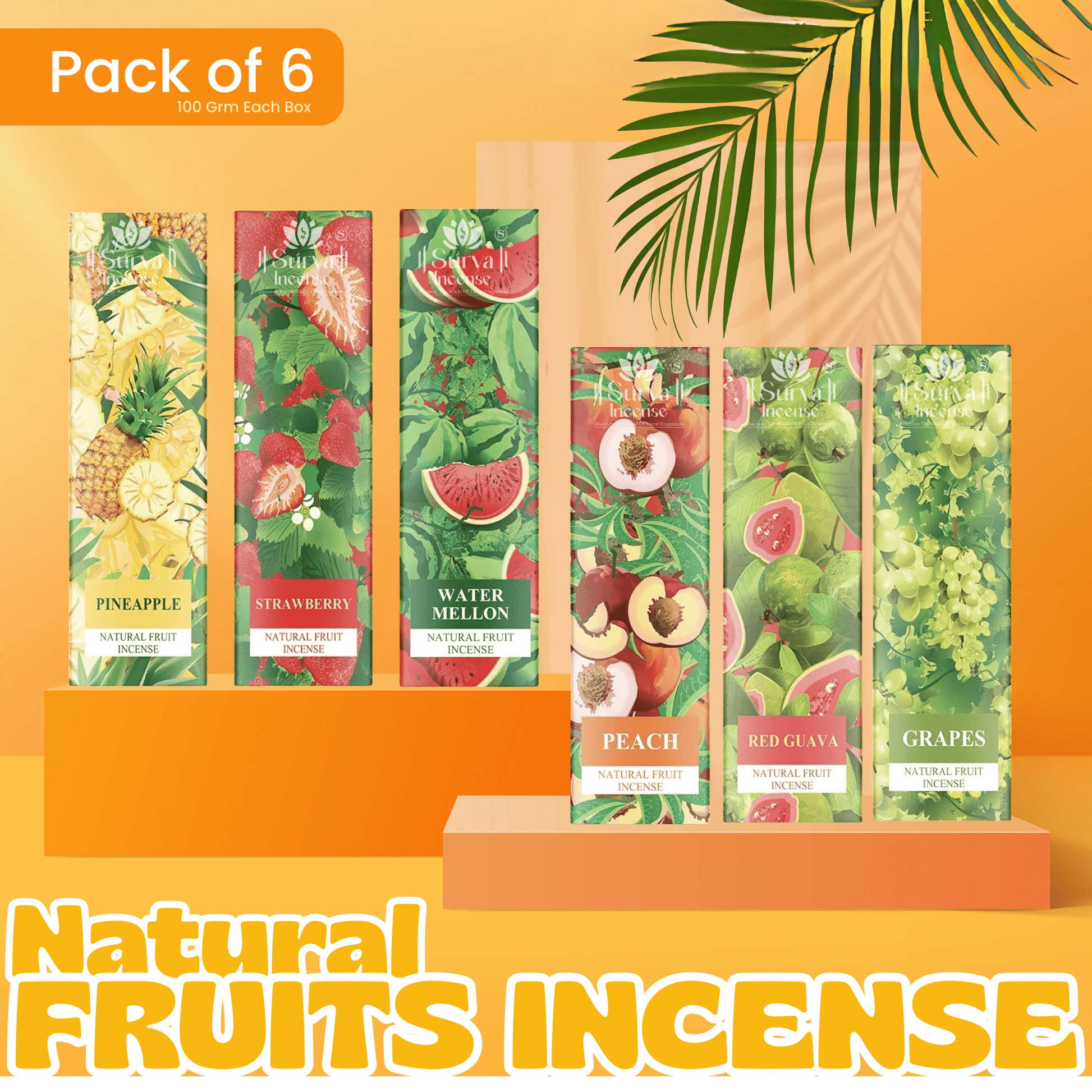 Fruit Incense Sticks Online - Surya Incense Natural Fruit Combo Pack of 6