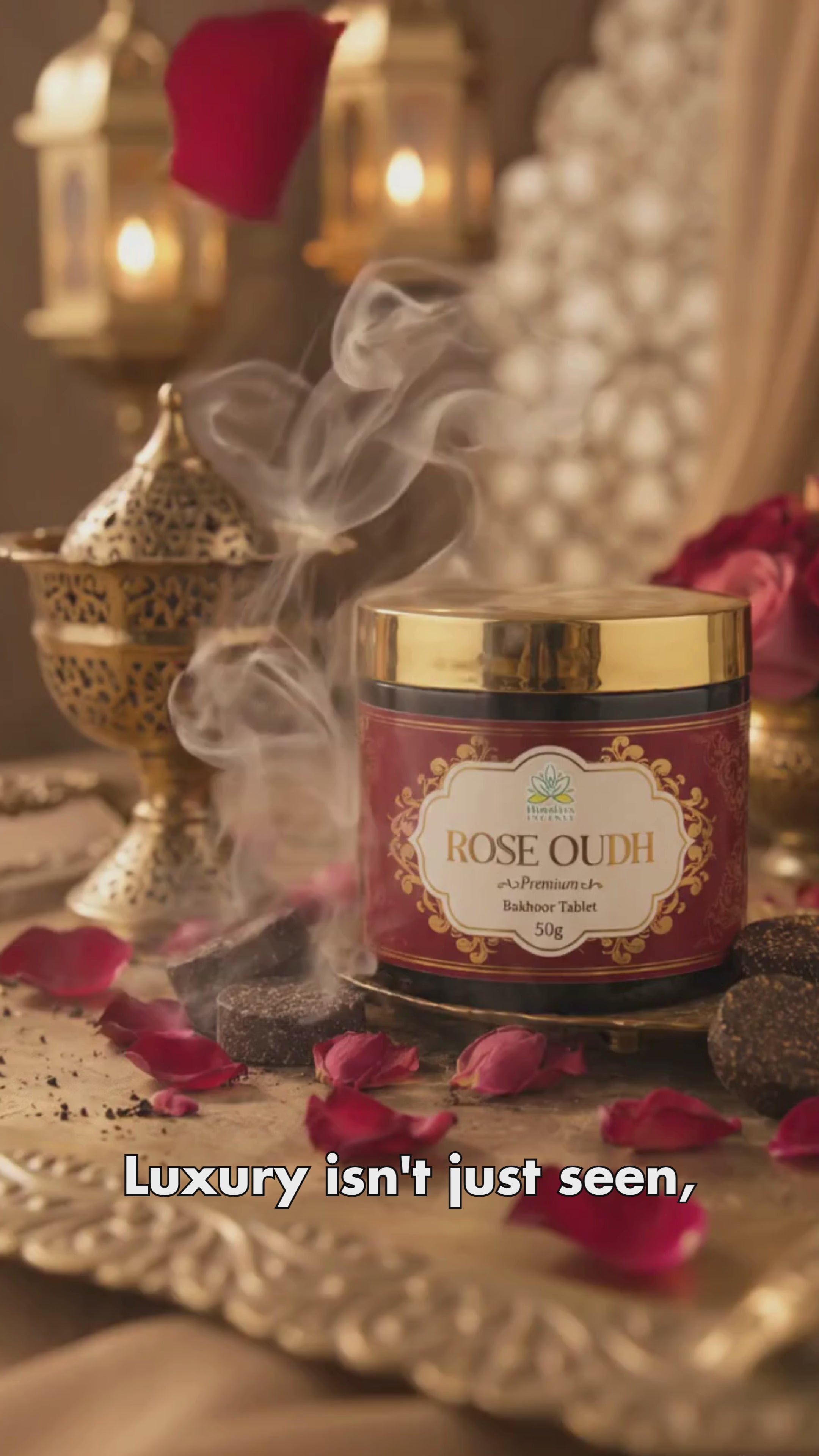 Rose Oudh Bakhoor Tablets – Best Bakhoor in India | Premium Arabic Bakhoor | Long Lasting Rose Oudh Aroma | Luxury Bakhoor Incense for Home, Prayer & Meditation | Himalaya Incense 50g